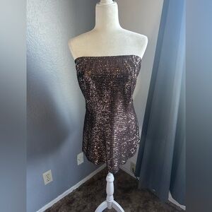 Strapless Rosegold Sequin Top